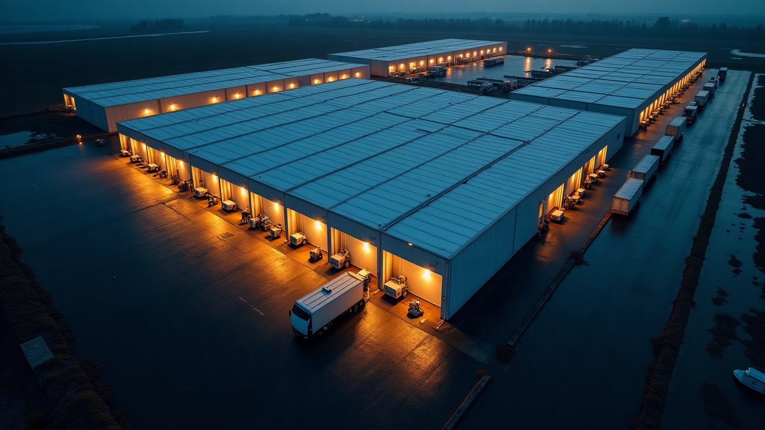 Aerial view of a logistics hub illustrating cash flow and trade efficiency